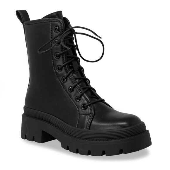 Heeled Boots for Women Combat Boot Lace Up Knee High Boots - Picture 3 of 4